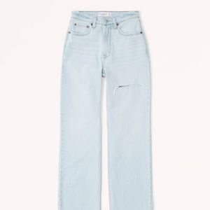 Abercrombie and Fitch Curve Love high rise 90’s relaxed jean in light destroy